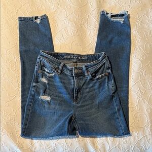 American Eagle Outfitters High Rise Distressed Mom Jeans